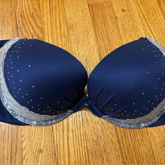 Victorias Secret Navy Blue Bra with Lace Trim - Picture 1 of 6